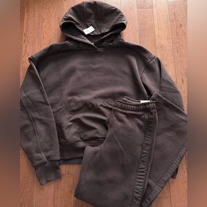 Aerie Cloud Fleece MATCHING SET Deep Earth Brown - classic fit hoodie + trouser